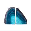 AMOYSTONE Teal Agate Geode Bookends, Unique Natural Crystal Book Holder 2-3 LBS with Rubber Bumpers, Sujetalibros for Small Books and Kitchen Cookbooks, Stylish and Functional view 2