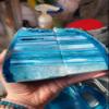 AMOYSTONE Teal Agate Geode Bookends, Unique Natural Crystal Book Holder 2-3 LBS with Rubber Bumpers, Sujetalibros for Small Books and Kitchen Cookbooks, Stylish and Functional view 3