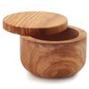 Sur La Table Olivewood Salt Keeper  4" x 3" Wooden Salt Storage with Pivoting Lid & Magnetic Closure view 1