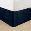 Wrinkle Free - Egyptian Quality Stripe Bed Skirt - Pleated Tailored 14" Drop and Colors, King, Navy Blue view 1