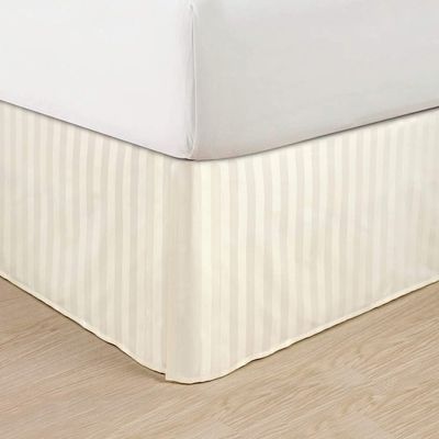 Wrinkle Free - Egyptian Quality Stripe Bed Skirt - Pleated Tailored 14" Drop and Colors, King, Ivory