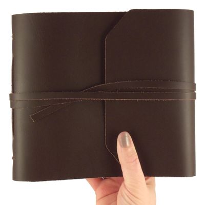 Rustic Genuine Leather Photo Album with Gift Box - Scrapbook Style Pages - Holds 100 4x6 or 5x7 Photos - Photo Book 6x8"