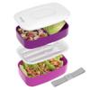 Bentgo Classic - Adult Bento Box, Stackable 3-Compartment Lunch Box with Removable Utensil Set and Sealing Strap, BPA-Free, Food Container Ideal for Meal Prep, Work, and On the Go (Purple) view 1