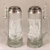 JAMES MEGER GLASS WHITE TAIL DEER STEIN, Etched German Glass Beer Stein w/ Pewter Lid, Made in Germany view 1