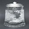 JAMES MEGER GLASS WHITE TAIL DEER STEIN, Etched German Glass Beer Stein w/ Pewter Lid, Made in Germany view 3
