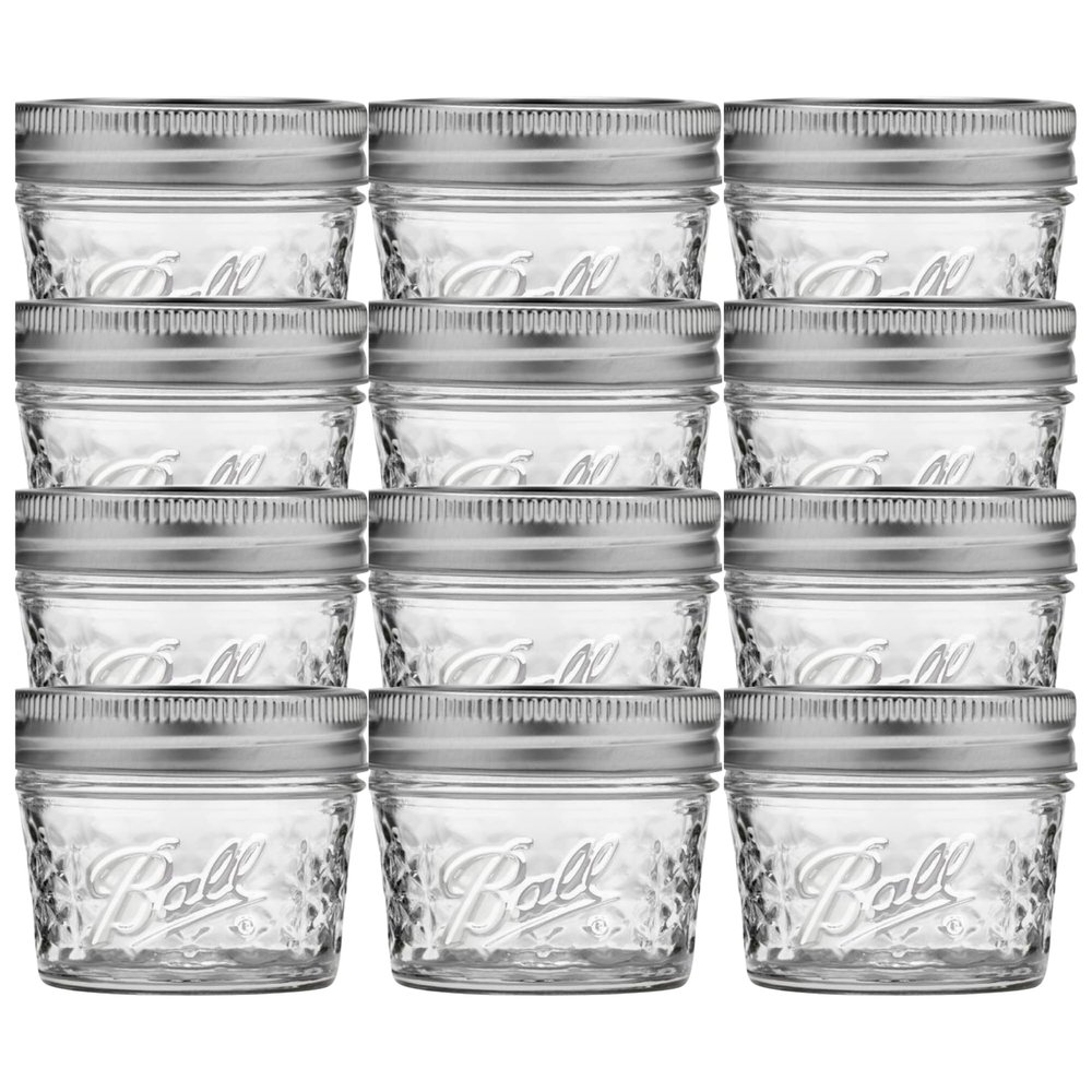 Ball Mason 4oz Quilted Jelly Jars with Lids and Bands, Set of 12