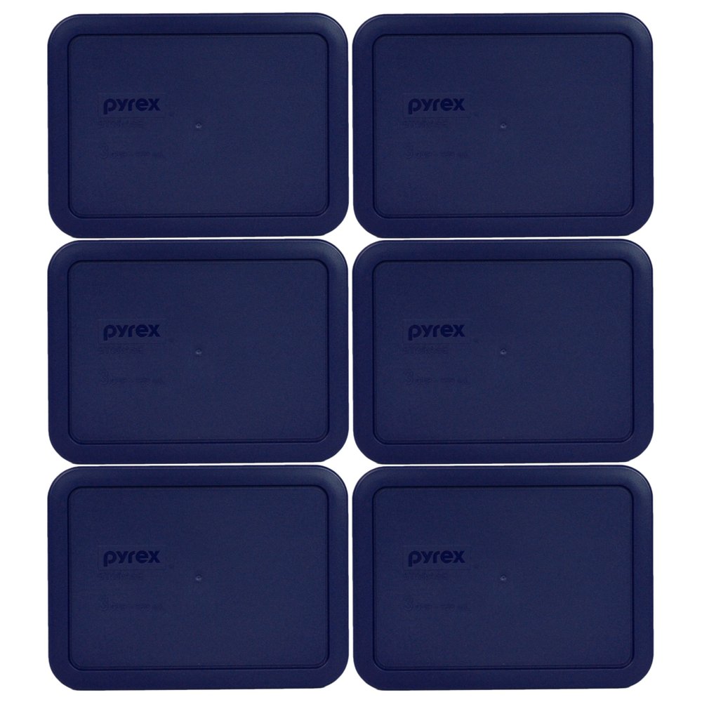 Pyrex 7210-PC 3-Cup Blue Food Storage Replacement Lid (6-Pack) - Made in USA