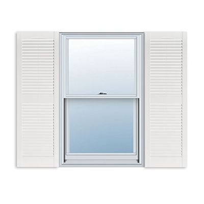 Exterior Solutions Standard Louver Exterior Vinyl Shutter, White (Pair), 15 Inch x 51 Inch