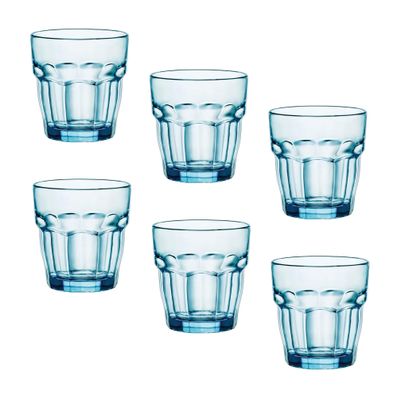 Bormioli Rocco Rock Bar Lounge Rocks Glasses, Blue, Set of 6, 27 cl 9 1/4 oz.