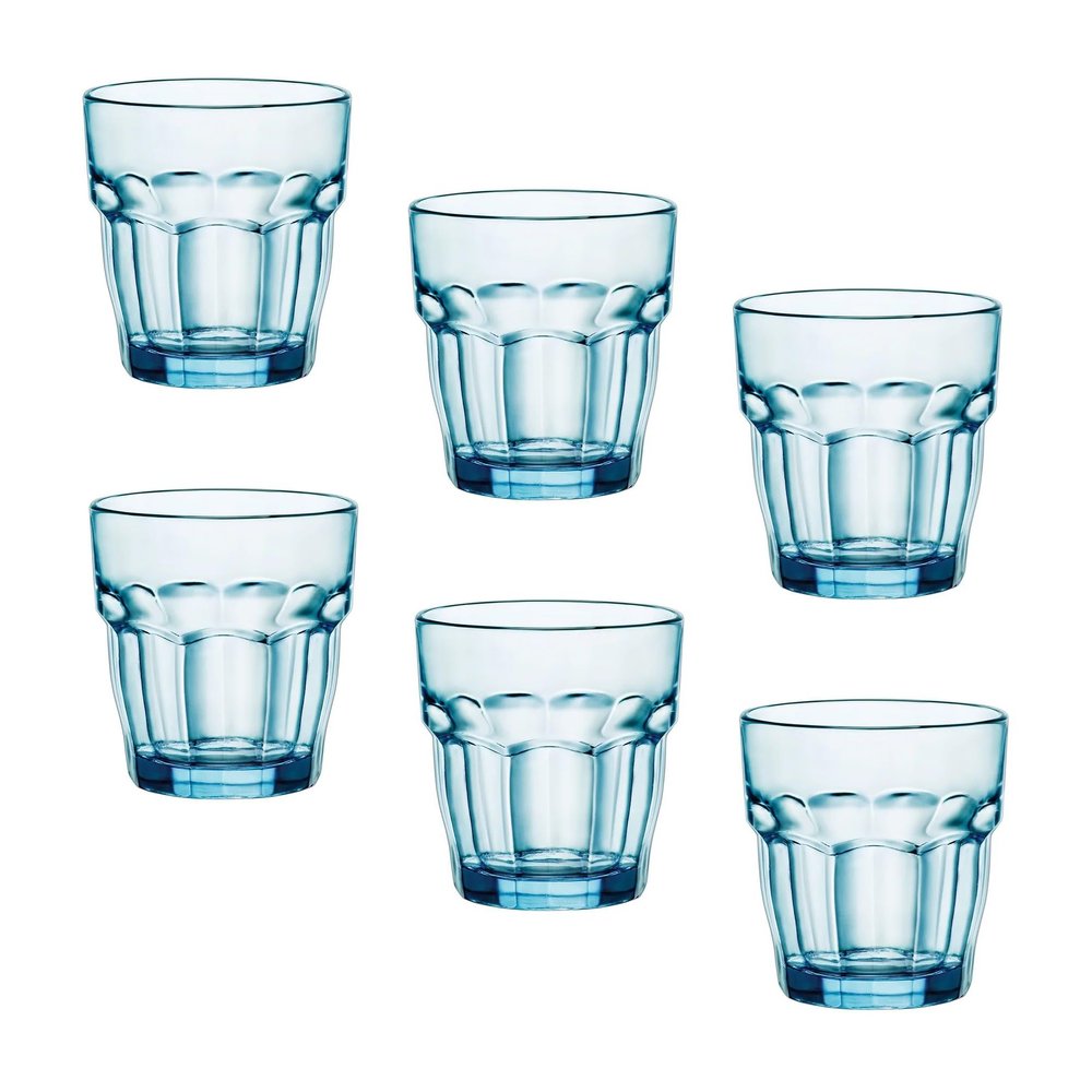 Bormioli Rocco Rock Bar Lounge Rocks Glasses, Blue, Set of 6, 27 cl 9 1/4 oz.