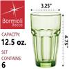 Bormioli Rocco Rock Bar 12.5 oz. Long Drink Stackable Tempered Beverage Glasses for Cold Drinks, Water, and Cocktails, Set of 6, Mint Green view 2