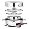 Magma 7 Piece Gourmet Nesting Stainless Steel Cookware Set, Induction Compatible, Oven Safe to 500F - Suitable for All Stovetops, Removable Handles, Black view 1