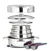 Magma 10 Piece Gourmet Nesting Stainless Steel Cookware Set, Induction Compatible, Oven Safe to 500F - Suitable for All Stovetops, Removable Handles, Silver view 1