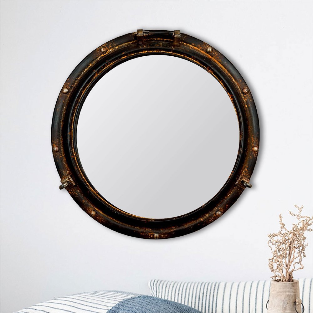 Creative Co-Op Round Metal Porthole Mirror