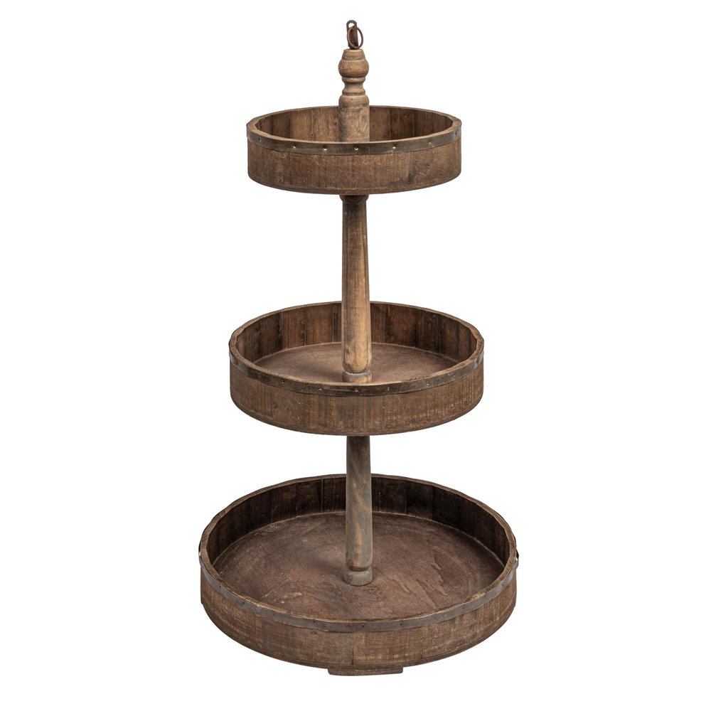 Decorative Wood & Tin 3 Tier Tray