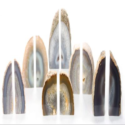 DesertUSA Agate Bookends, Polished Geode Bookends, Crystal Bookends, Bookends Made of Stone, Decorative Bookends, Home Dcor (Natural 2-3.5 lb)