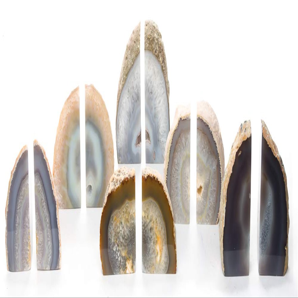 DesertUSA Agate Bookends, Polished Geode Bookends, Crystal Bookends, Bookends Made of Stone, Decorative Bookends, Home Dcor (Natural 2-3.5 lb)