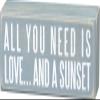 Primitives by Kathy 19111 Beach-Inspired Blue Box Sign, 6 by 2.5-Inch, and a sunset view 1