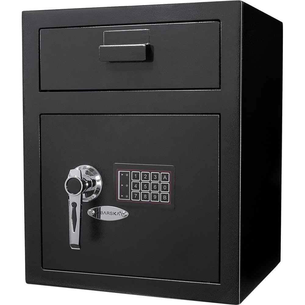 Barska Digital Depository Safe with Drop Slot  Solid Steel Lock Box for Cash, Mail & Valuables, Dual PIN Code Access, Anti-Pry Door, 2 Steel Bolts, Mounting Hardware  for Home & Office Security