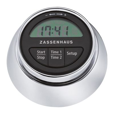 Zassenhaus Magnetic Retro Digital Kitchen Timer, 2.75-Inch, Silver, M072211
