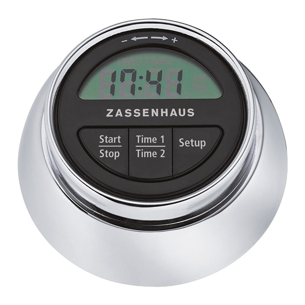 Zassenhaus Magnetic Retro Digital Kitchen Timer, 2.75-Inch, Silver, M072211