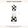 MACKENZIE-CHILDS Enamel Grinder, Refillable Manual Salt Grinder and Pepper Grinder, Black-and-White Courtly Check view 4