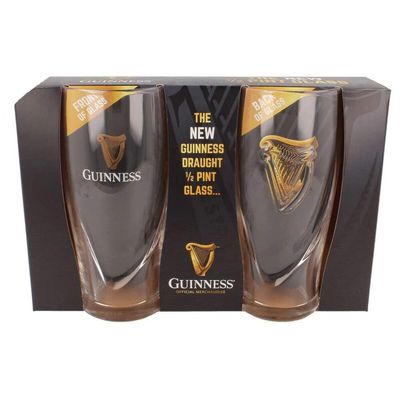 Guinness Half Pint Glasses Set of 2 | 10oz Capacity | Official Livery Design | Not Full Pint Size