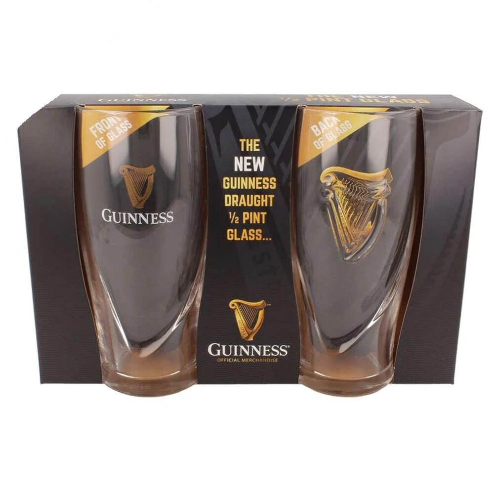 Guinness Half Pint Glasses Set of 2 | 10oz Capacity | Official Livery Design | Not Full Pint Size