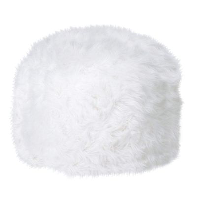 Fuzzy White Ottoman Pouf