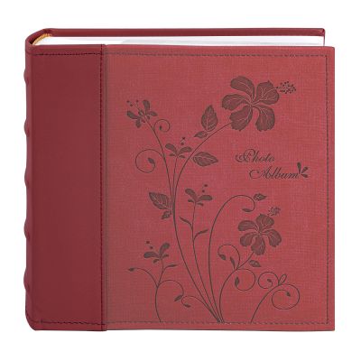 Golden State Art Photo Album holds 4x6 200 Horizontal Pictures with Memo Space, Leather Vintage Cover for Wedding Family Christmas(Red)
