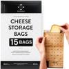 Formaticum - 15-Pack Cheese Storage Bags - 6.25 x 11 Wax Paper Bags to Keep Cheese or Charcuterie Fresh - Professional Grade Cheese Paper for Wrapping Cheese - Porous Brown Paper Bags From France view 1