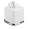 iDesign York Facial Tissue Box Cover, Vintage Holder for Bathroom Vanity Countertops, 5.75" x 5.75" x 5.5", Chrome and White view 1