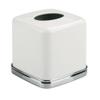 iDesign York Facial Tissue Box Cover, Vintage Holder for Bathroom Vanity Countertops, 5.75" x 5.75" x 5.5", Chrome and White view 4