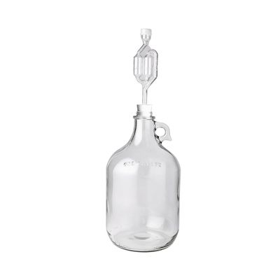 FastRack 1 Gallon Glass Jug with #6.5 Rubber Bungs & Twin Bubble Airlocks  Fermentation Jars for Home Brewing, Clear Glass Fermenter Containers for Liquid Fermentation