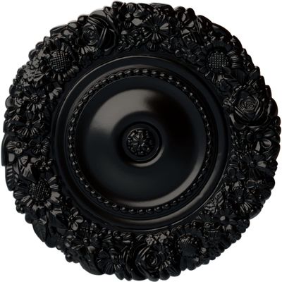 Ekena Millwork CM21MABLF 21" OD x 2" P Marseille Ceiling Medallion (fits Canopies up to 7 3/8), Hand-Painted, Jet Black