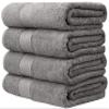 Luxury Oversized Bath Towels | 650 GSM, 34" x 56" | Hotel Quality, Soft & Highly Absorbent | Quick Dry, Thick, Combed Cotton Bathroom Towels | Grey - 4 Pack view 2