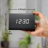 OCT17 Wooden Wood Clock, New Version LED Alarm Digital Desk Clock Adjustable Brightness, Alarm Time, Displays Time Date Temperature - Black view 3