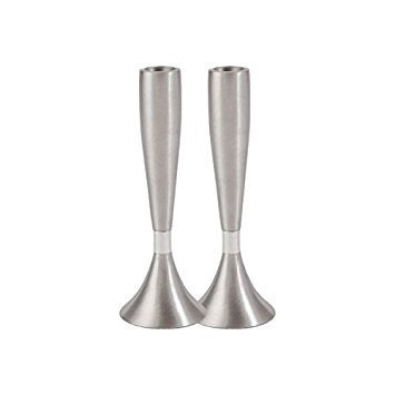 Yair Emanuel Silver Anodized Aluminum Shabbat Candlesticks | CMM-1