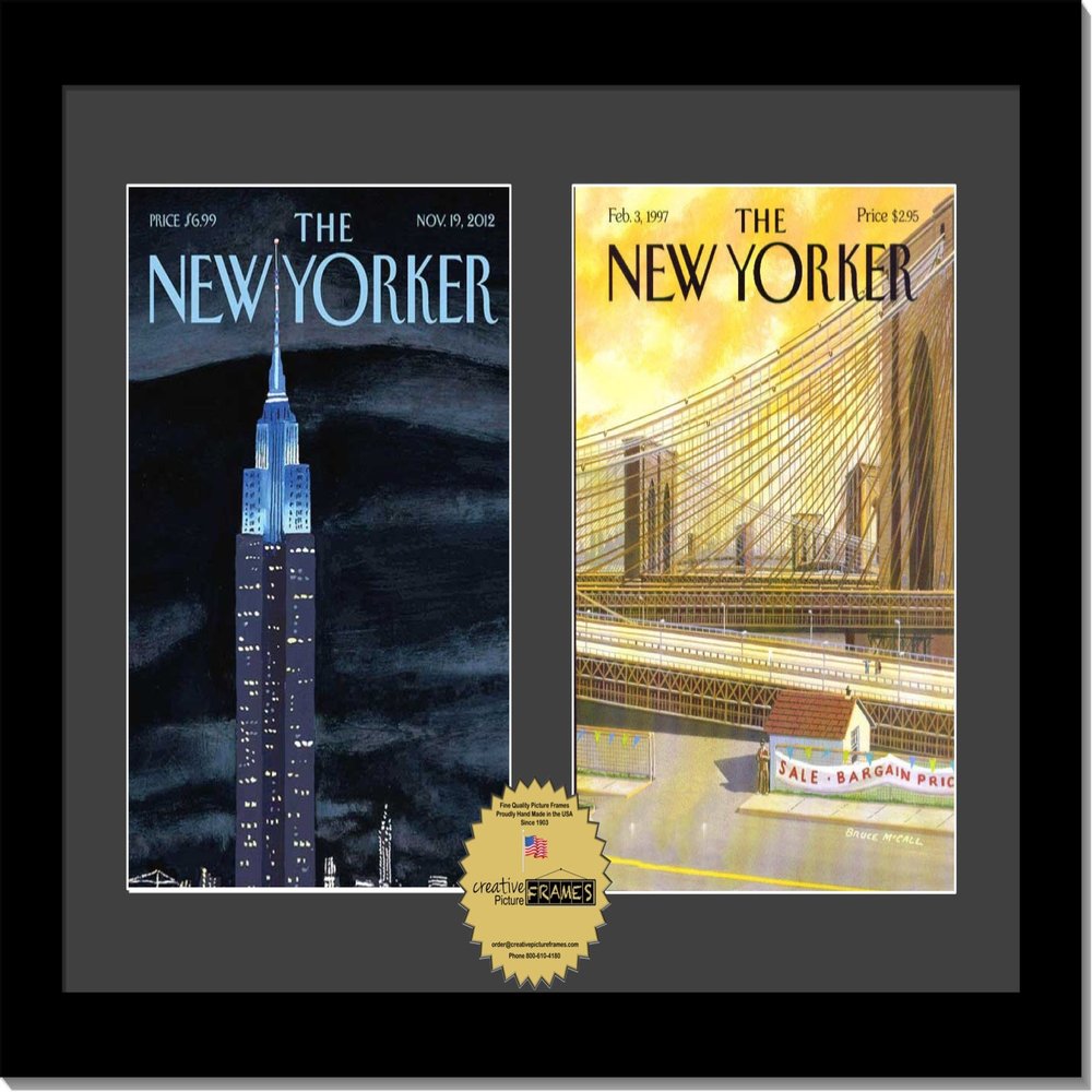 Creative Picture Frames [1420bk-b] Double Magazine Frame Holds Magazines Measuring 8 by 10 7/8-inches, Black/White Core Matting with Installed Hangers