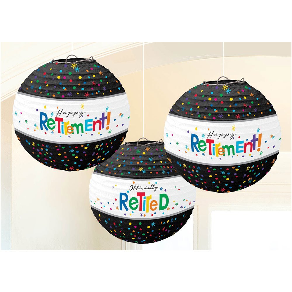 Unique Officially Retired Printed Paper Lanterns - 9.5" (Pack of 3) - Vibrant Colors & Durable Material | Perfect Retirement Party Decorations