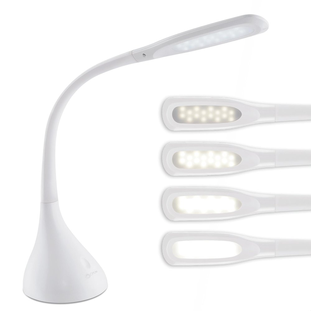 OttLite Creative Curves LED Desk Lamp with Adjustable Neck - Dimmable with 4 Brightness Settings & Energy Efficient Natural Daylight LEDs for Home Office, Computer Desk, & Dorms