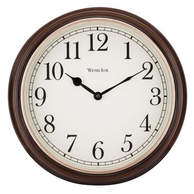Westclox 15.5-Inch Traditional Woodgrain Wall Clock  Realistic Finish, Large Easy-to-Read Dial, Metal Hands, Rose Gold Bezel, Glass Lens, Quartz Accuracy (Woodgrain, 15.5-Inch)