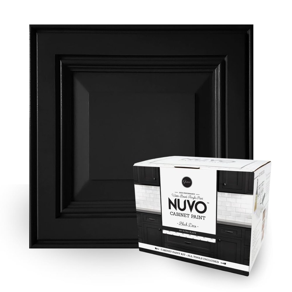 Nuvo Black Deco Cabinet Makeover Kit - Easy DIY 7-Piece Set, Bold Ultra Black, Long-Lasting Finish