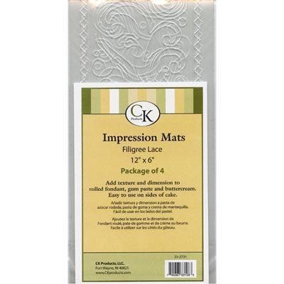 Fondant Impression Mat -Filigree Lace- Pkg of 4
