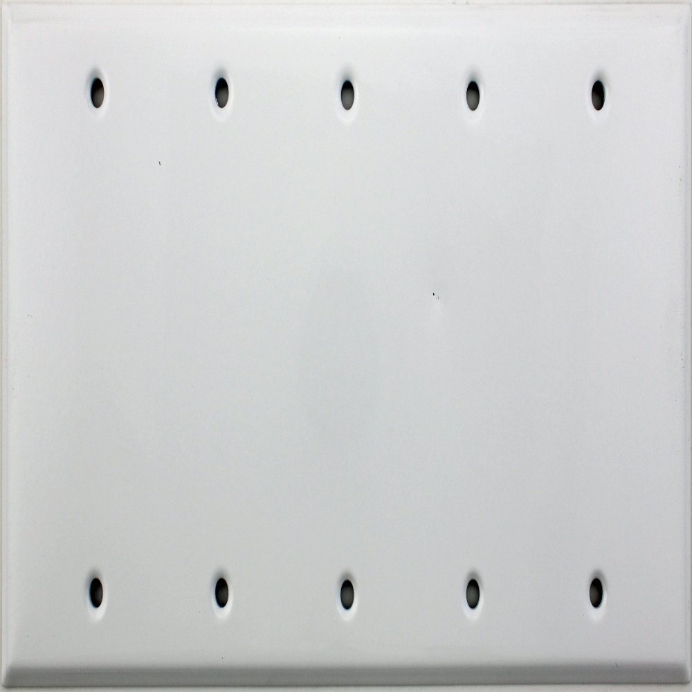Stamped Steel Smooth White 5 Gang Blank Wall Plate