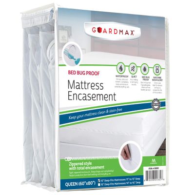 Guardmax Jersey Knitted Queen Zippered Mattress Encasement - Waterproof & Bed Bug Proof Mattress Protector - Comfortable, Soft, and Noiseless Zippered Bedding - Dust Mite Proof (60 x 80 x 12)