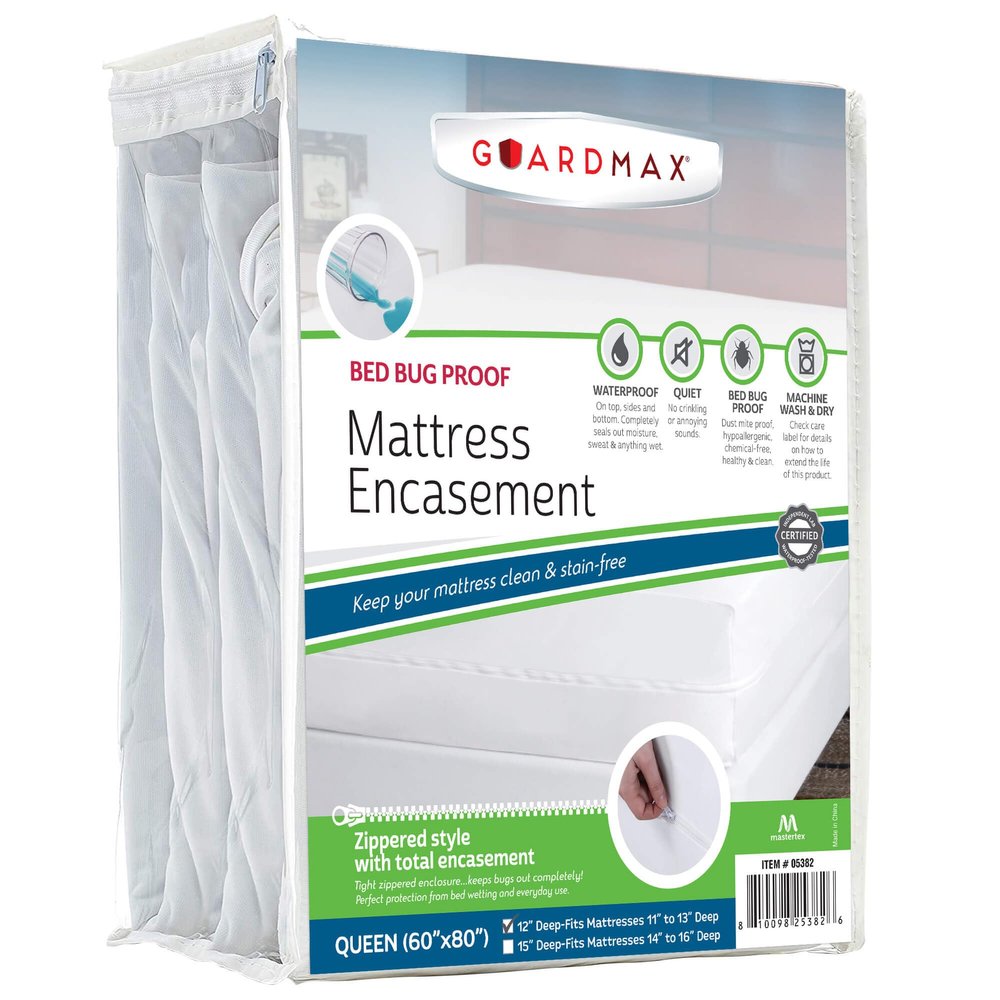 Guardmax Jersey Knitted Queen Zippered Mattress Encasement - Waterproof & Bed Bug Proof Mattress Protector - Comfortable, Soft, and Noiseless Zippered Bedding - Dust Mite Proof (60 x 80 x 12)
