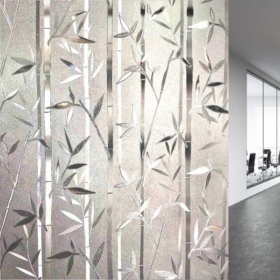 LEMON CLOUD Bamboo Window Film - Stained Glass Film Frosted Privacy Decal - Decorative Window Cling No Glue Removable Stickers (23.6 x 78.7 Inch)