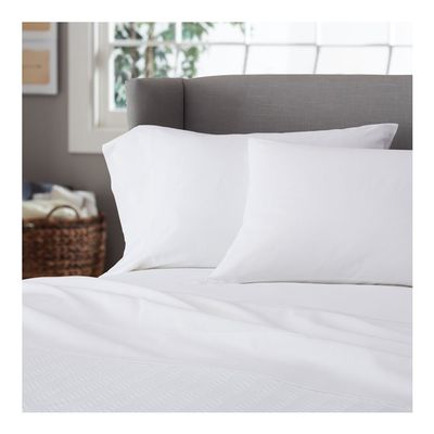 Queen Sleeper Sofa Bed Sheet Set White Solid in 100% Egyptian Cotton-400 Thread Count