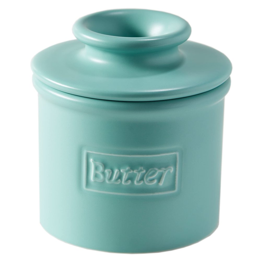 Butter Bell - The Original Butter Bell crock by L Tremain, a Countertop French Ceramic Butter Dish Keeper for Spreadable Butter, Caf Matte Collection, Aqua